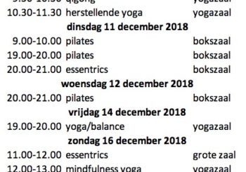 Aangepast rooster voor YOGA, PILATES & ESSENTRICS