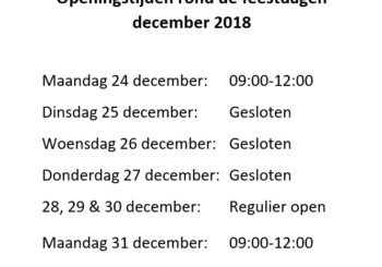 AANGEPASTE OPENINGSTIJDEN!!