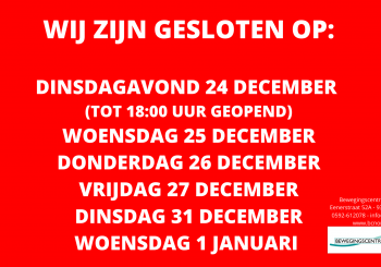 Fijne Feestdagen en een sportief nieuwjaar!