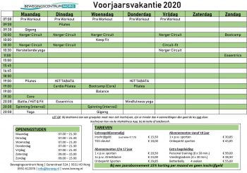 Aangepast groepslessenrooster!!!